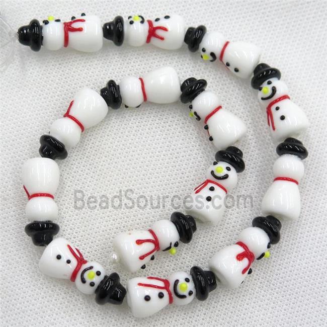 Lampwork glass snowman beads