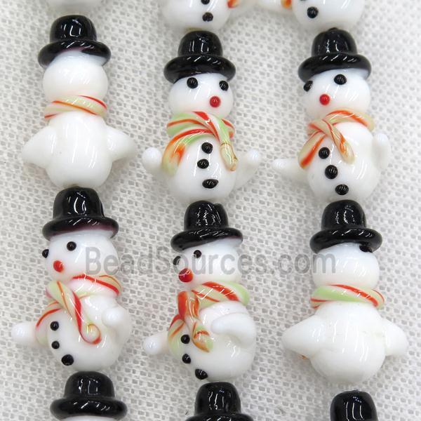 Lampwork glass snowman beads