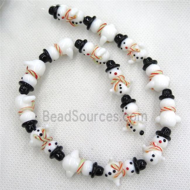 Lampwork glass snowman beads