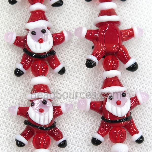 Lampwork glass beads, santa claus