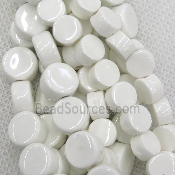 white Oriental Porcelain coin beads