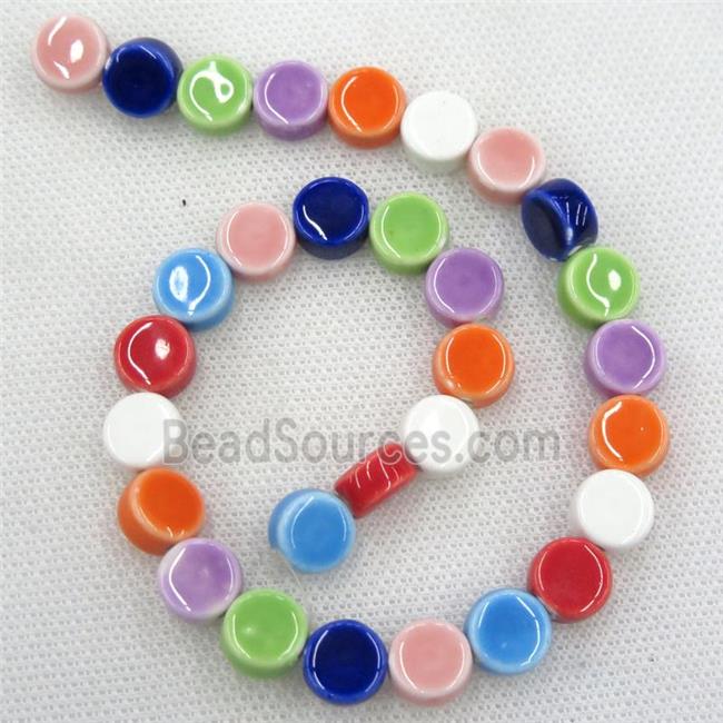 Oriental Porcelain coin beads, enamel, mixed color