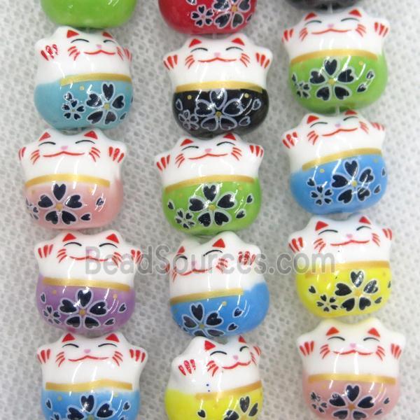 mixcolor Oriental Porcelain beads, fortune cat