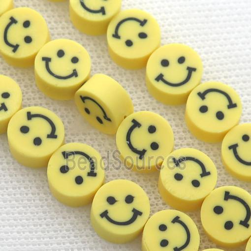 yellow Polymer Clay Fimo Beads, emoji