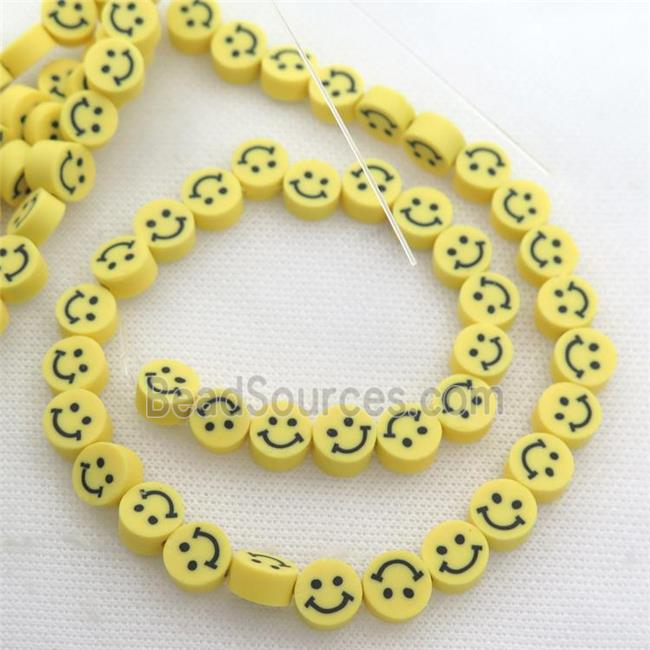 yellow Polymer Clay Fimo Beads, emoji