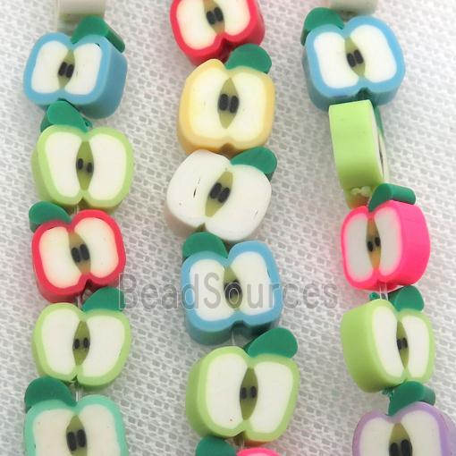 Polymer Clay Fimo Beads, apple, mix