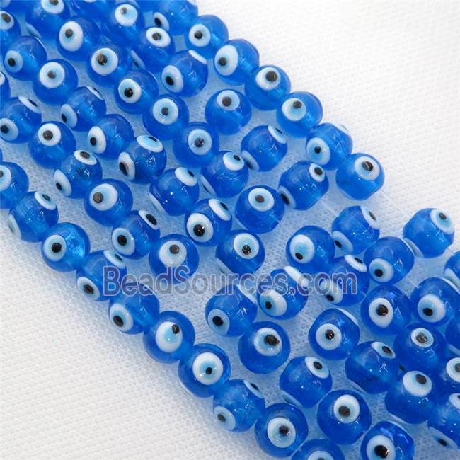 handmade blue Lampwork Glass round Beads with evil eye