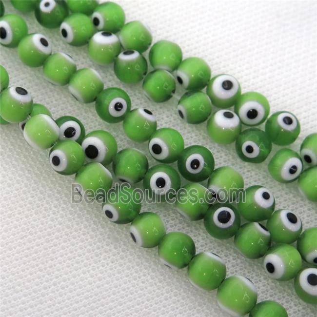 round green Lampwork Glass Beads with evil eye