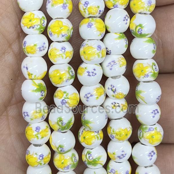 Porcelain beads, round