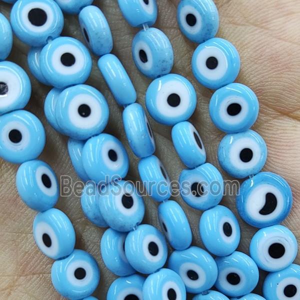 Blue Lampwork Glass Circle Beads Evil Eye