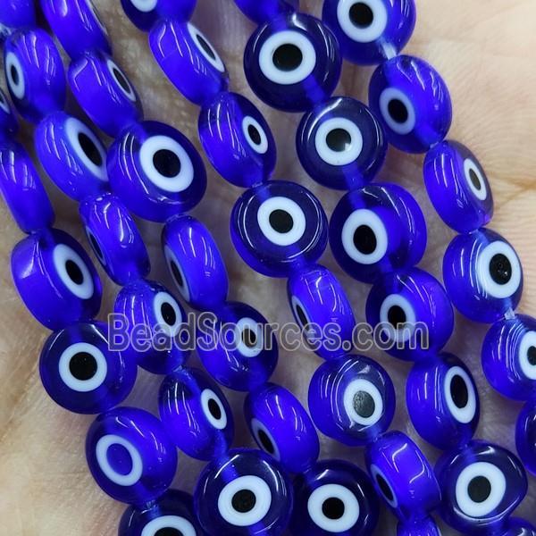 RoyalBlue Lampwork Glass Circle Beads Evil Eye