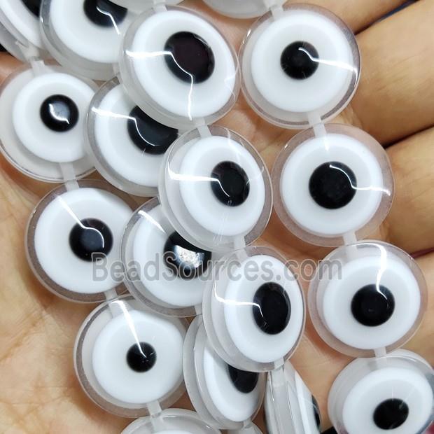 White Resin Circle Evil Eye Beads