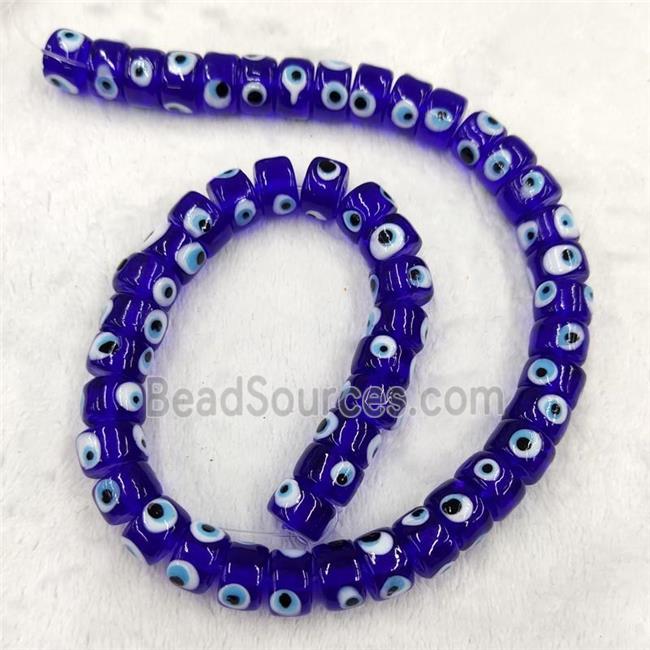 Deepblue Lampwork Glass Heishi Beads With Evil Eye