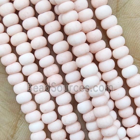 Pink Lampwork Glass Rondelle Beads Matte