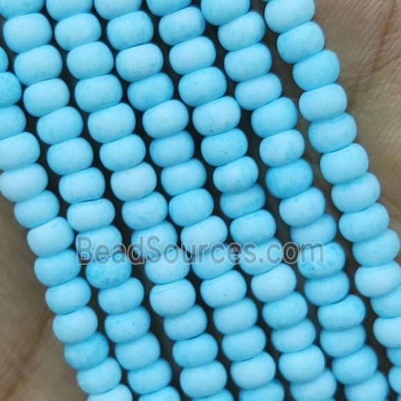 Teal Lampwork Glass Rondelle Beads Matte