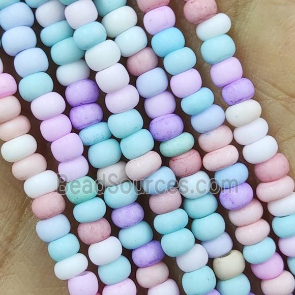 Multicolor Lampwork Glass Rondelle Beads Matte