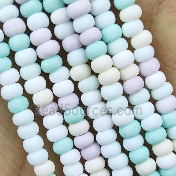 Multicolor Lampwork Glass Rondelle Beads Matte