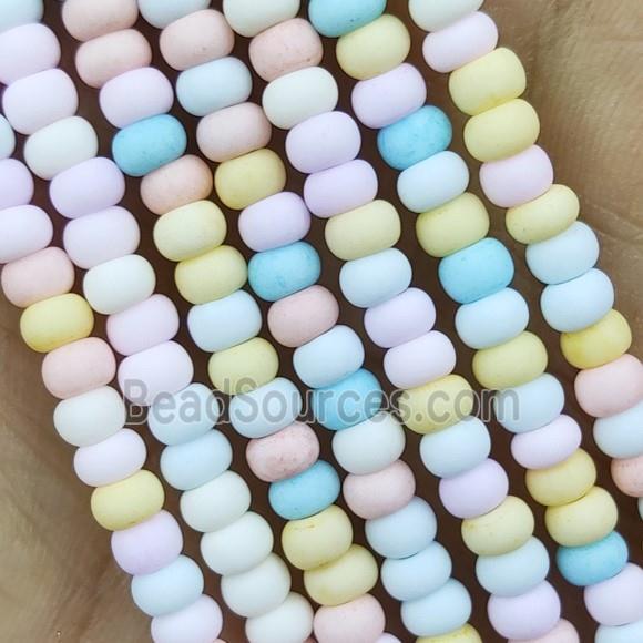 Multicolor Lampwork Glass Rondelle Beads Matte