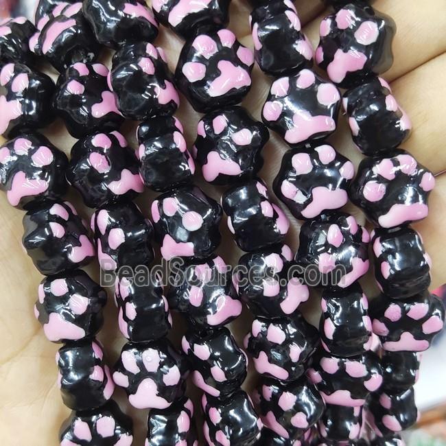 Black Lampwork Glass Paws Beads