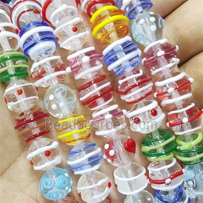 Round Lampwork Glass Beads Line Mix Color