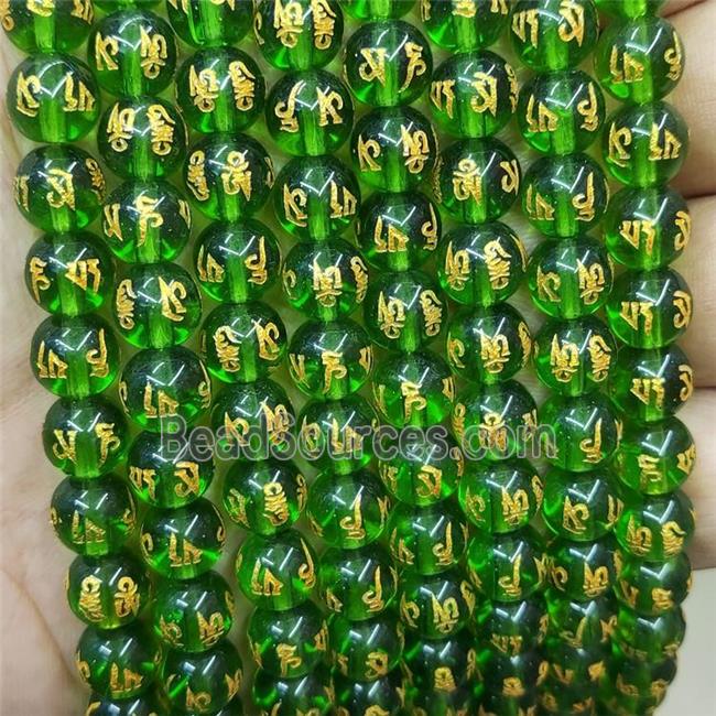 Green Glass Beads Round Buddhist