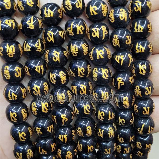 Black Glass Beads Round Buddhist