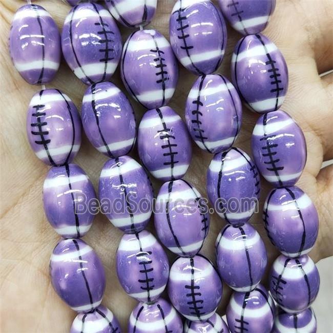 Purple Porcelain Rugby Beads American Football Sport Rice