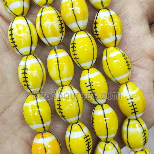 Yellow Porcelain Rugby Beads American Football Sport Rice