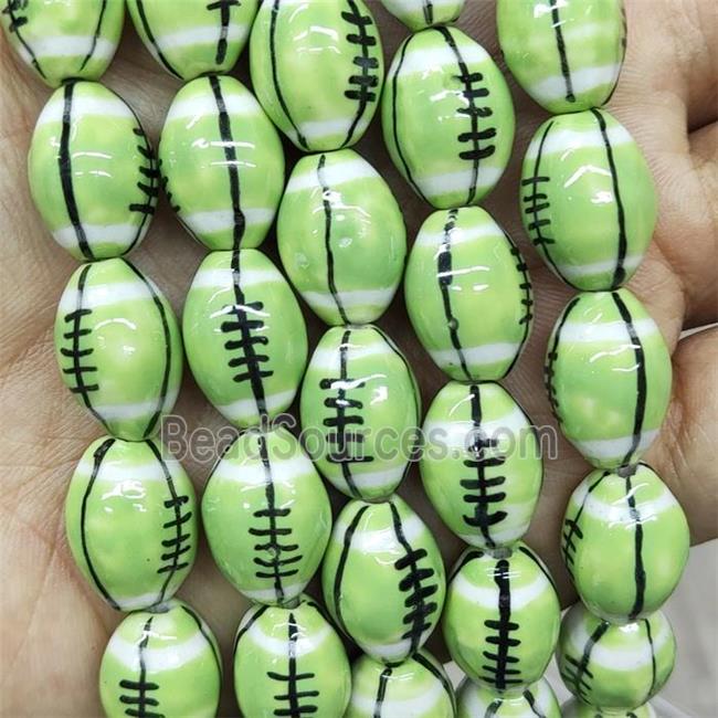 Green Porcelain Rugby Beads American Football Sport Rice