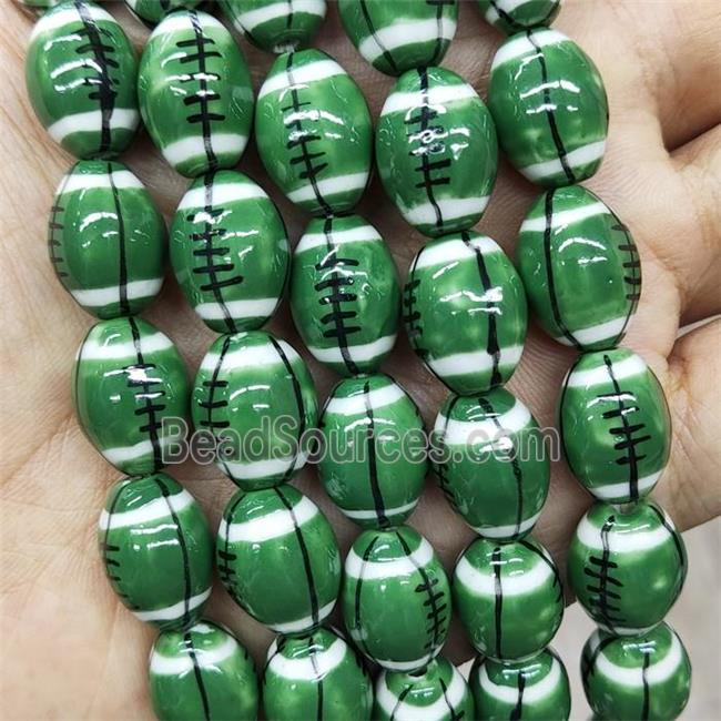 Deepgreen Porcelain Rugby Beads American Football Sport Rice