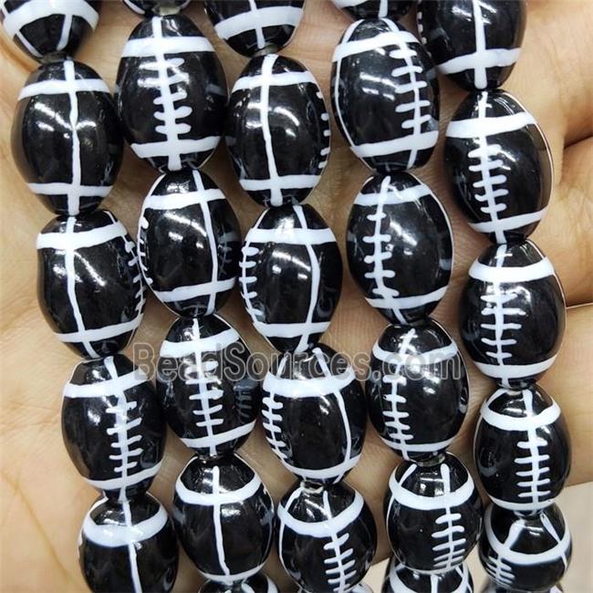 Black Porcelain Rugby Beads American Football Sport Rice