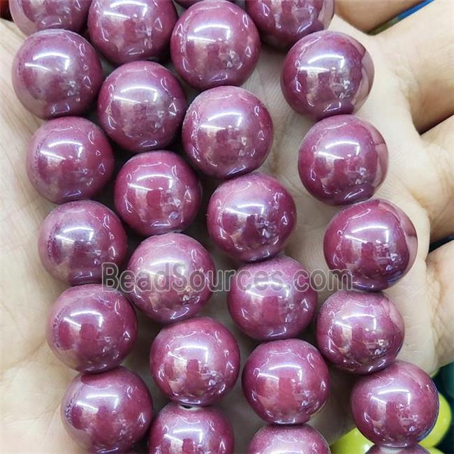 Red Porcelain Beads Smooth Round