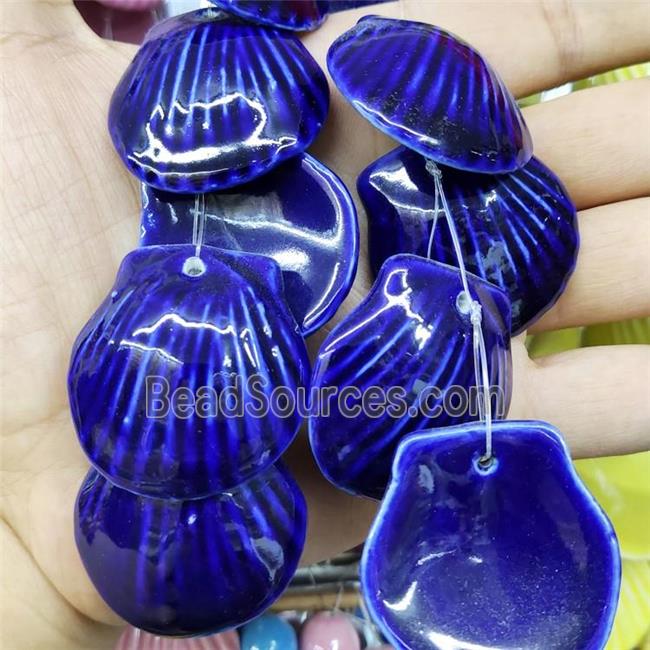 Royalblue Porcelain Pendant Scallop Shell Shape