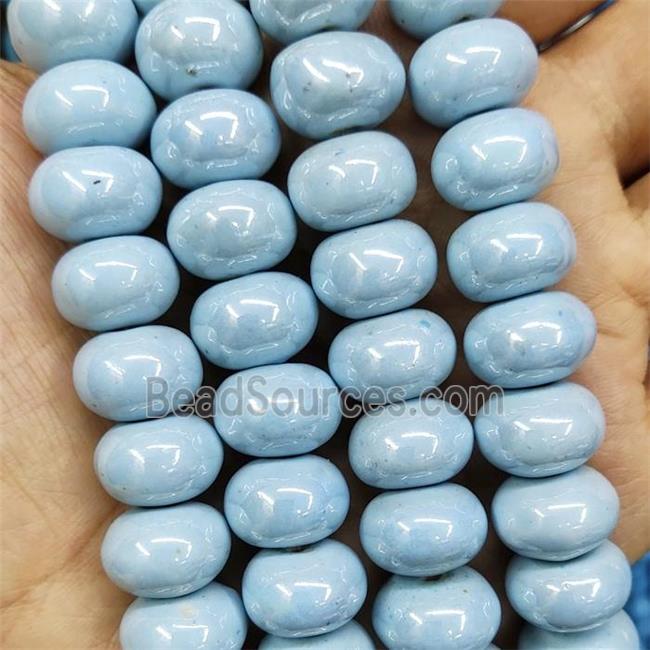 Blue Porcelain Beads Smooth Rondelle Ceramic