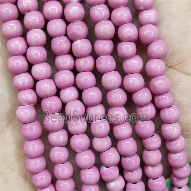 Pink Porcelain Beads Smooth Round