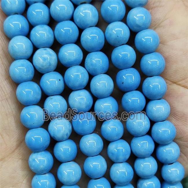 Blue Porcelain Round Beads Smooth