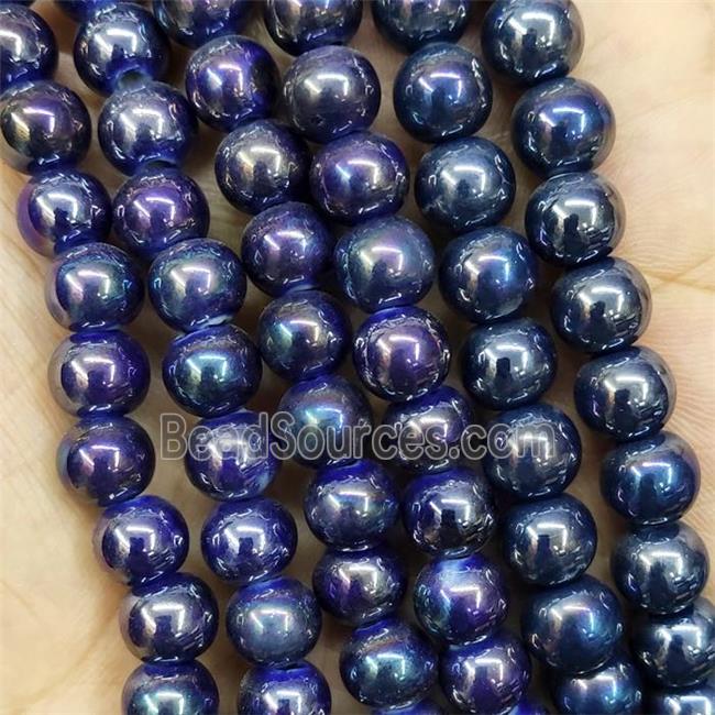 Darkpurple Porcelain Beads Smooth Round