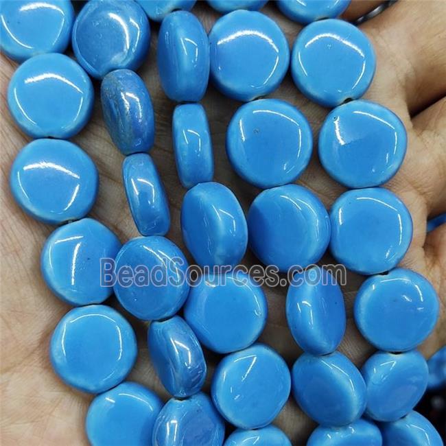 Blue Porcelain Circle Beads