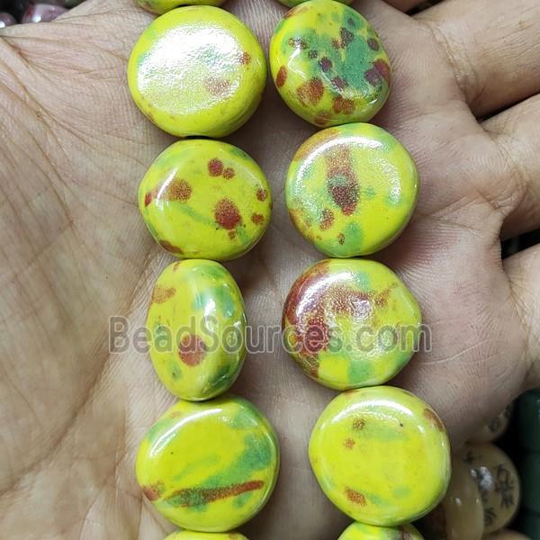 Yellow Porcelain Circle Beads