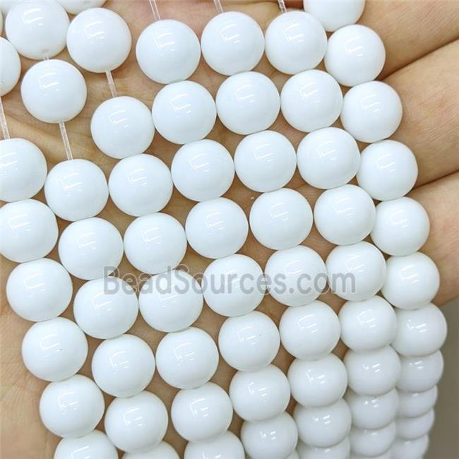 White Porcelain Beads Smooth Round