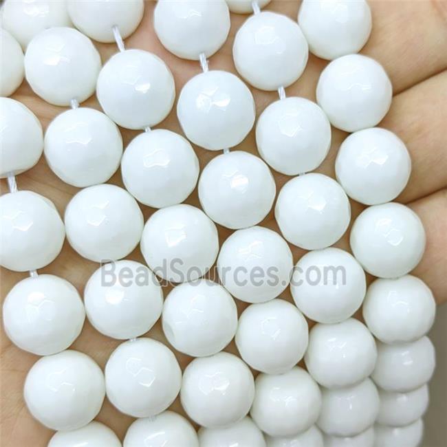 White Porcelain Beads Faceted Round