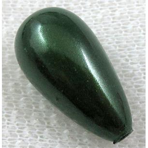 Miracle Beads, plastic, teardrop, deep-green