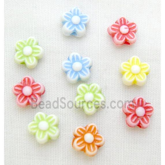 colorful Plastic Beads, mixed, flower