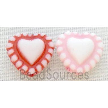 colorful Plastic Beads, mixed, Heart