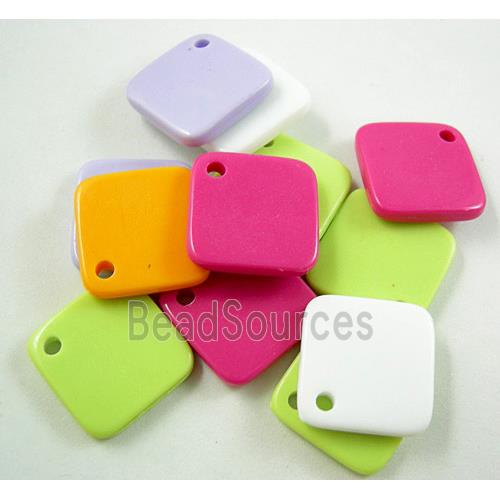 Colorful Plastic Square Pendant Beads