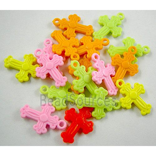 Colorful Plastic Crosses Pendant Beads