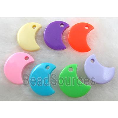 Colorful Plastic Pendant, moon-shape, mixed color