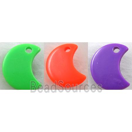 Colorful Plastic Pendant, moon-shape, mixed color