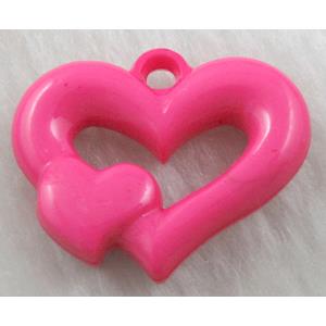 Pink Resin Heart Pendant