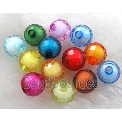 Acrylic beads, faceted round, mixed color